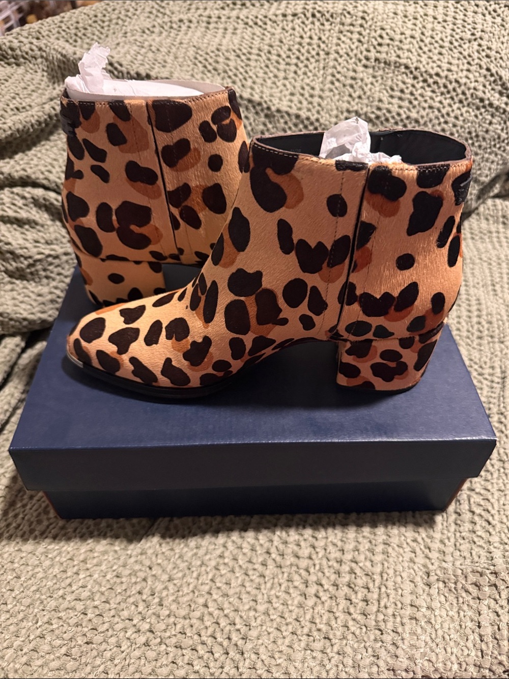 NWT Cole Haan Leopard Print Ankle Booties in Tan/Black